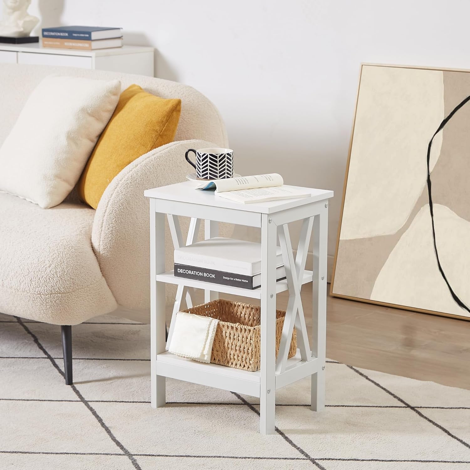 Modern Nightstands X-Design Side End Table Night Stand with Storage Shelf for Bedroom,Living Room,