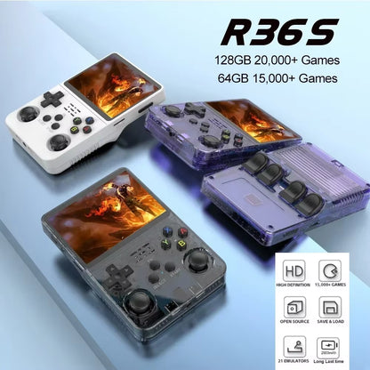 EW Green R36S Retro Handheld Game Console Linux System 3.5 Inch IPS Screen Portable Pocket Video Player 64GB 128G Game Kid Gift