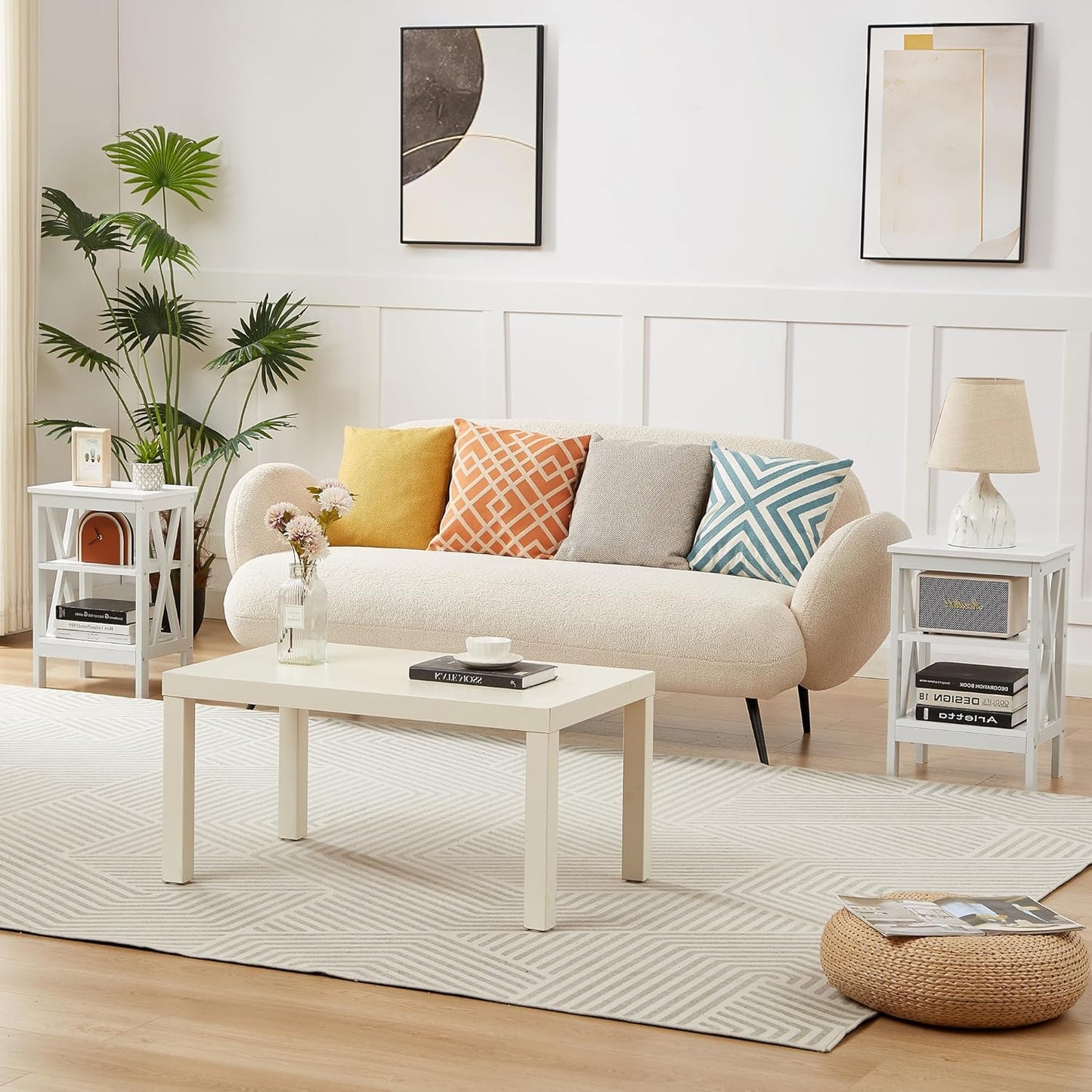Modern Nightstands X-Design Side End Table Night Stand with Storage Shelf for Bedroom,Living Room,