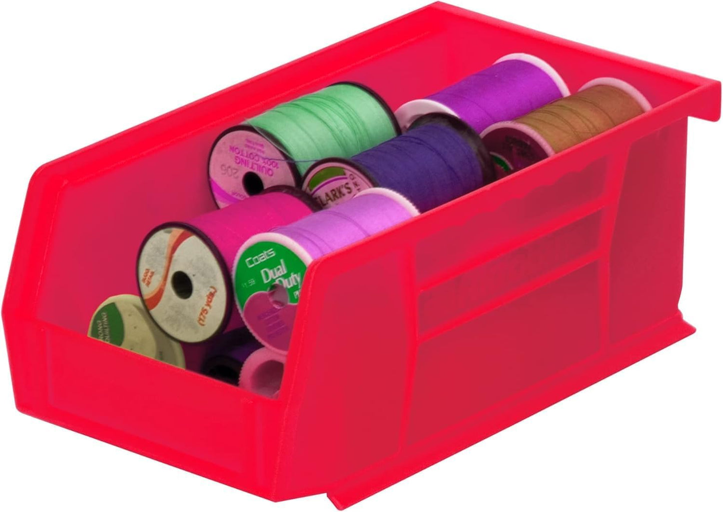 30220 Akrobins Plastic Hanging Stackable Storage Organizer Bin, 7-Inch X 4-Inch X 3-Inch, Red, 24-Pack
