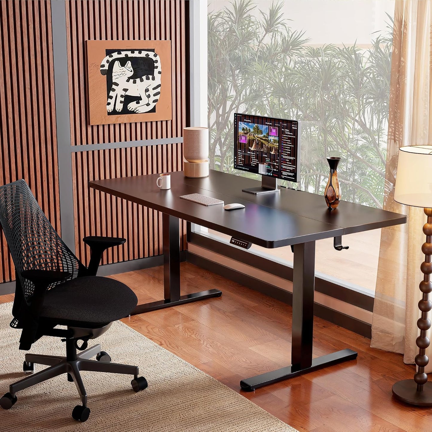 Height Adjustable Electric Standing Desk, 48 X 24 Inches Sit Stand up Desk, Memory Computer Home Office Desk (Black)