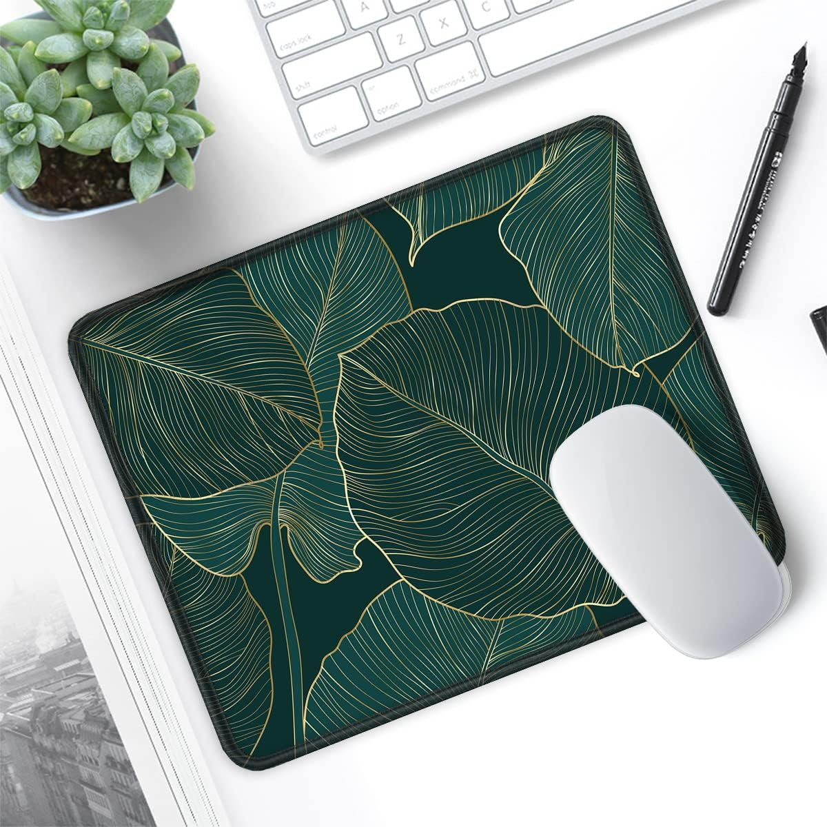 Mouse Pad with Non-Slip Rubber Base, Stitched Edge, Premium-Textured, Waterproof Gaming Mouse Pad for Wireless Mouse, Computers, Laptop, Office, 10.2×8.3 In, Palm Texture