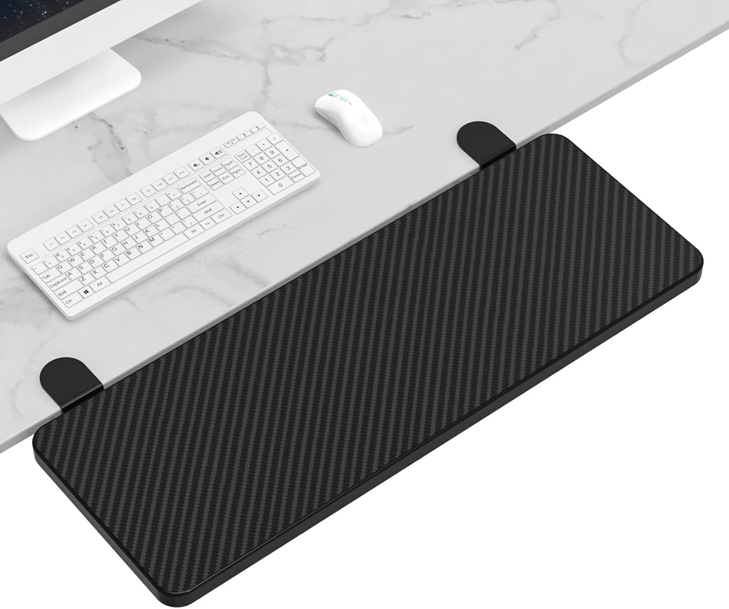 OUGIC Ergonomics Desk Extender Tray, 29.5"X9.5" Punch-Free Clamp On, Foldable Keyboard Drawer Tray, Table Mount Arm Wrist Rest Shelf, Computer Elbow Arm Support