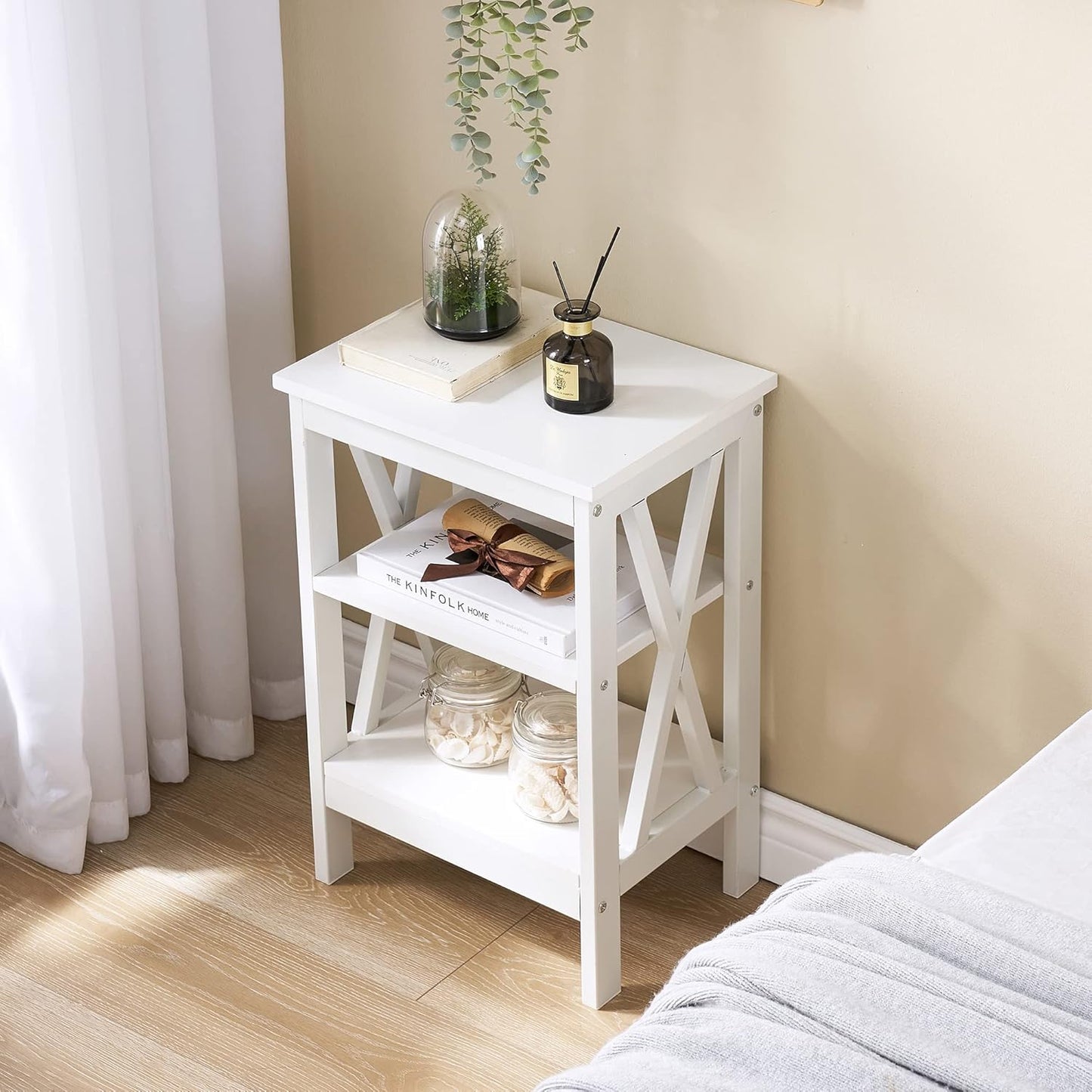 Modern Nightstands X-Design Side End Table Night Stand with Storage Shelf for Bedroom,Living Room,